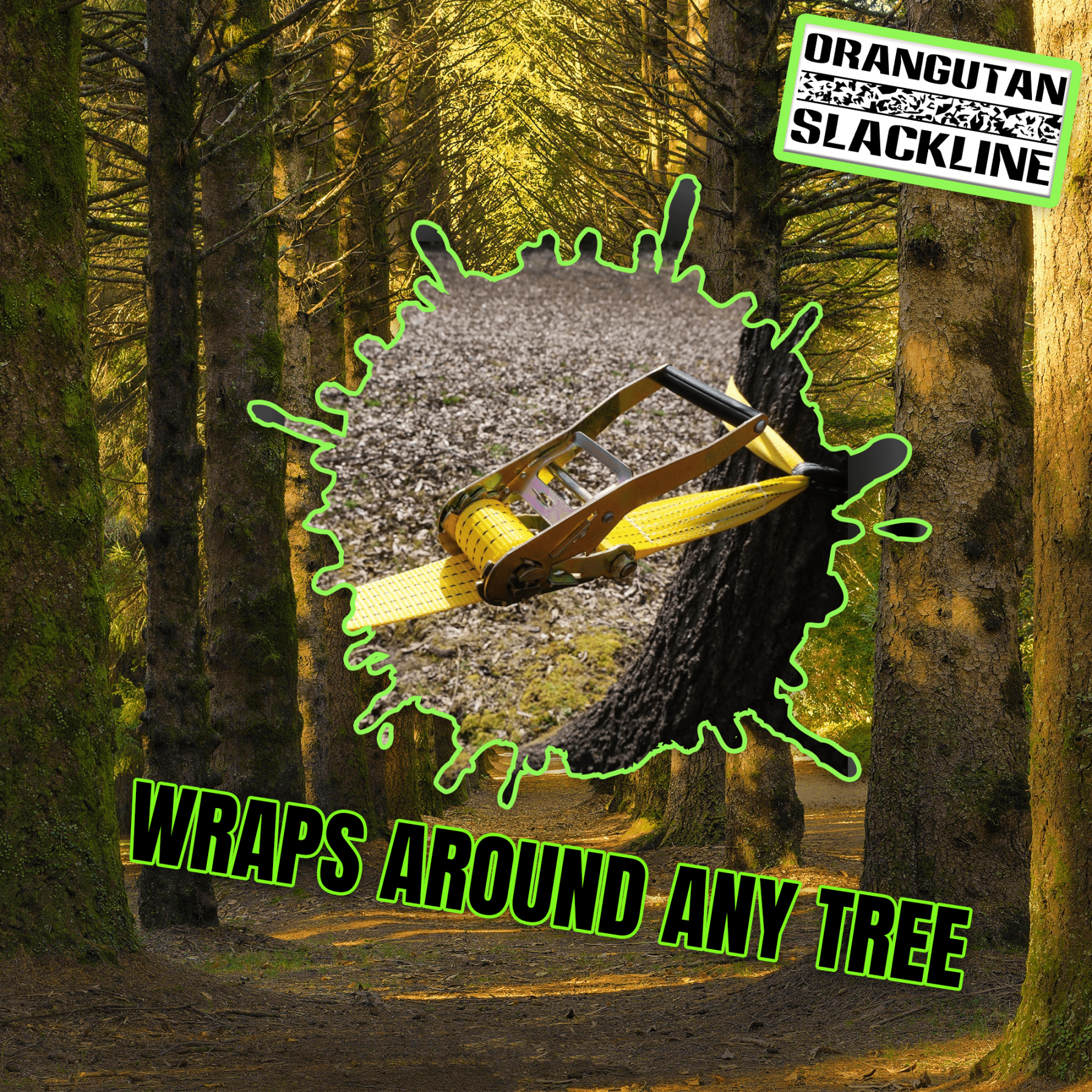 ORANGUTAN SLACKLINE 15M - 50MM s ochranou stromů